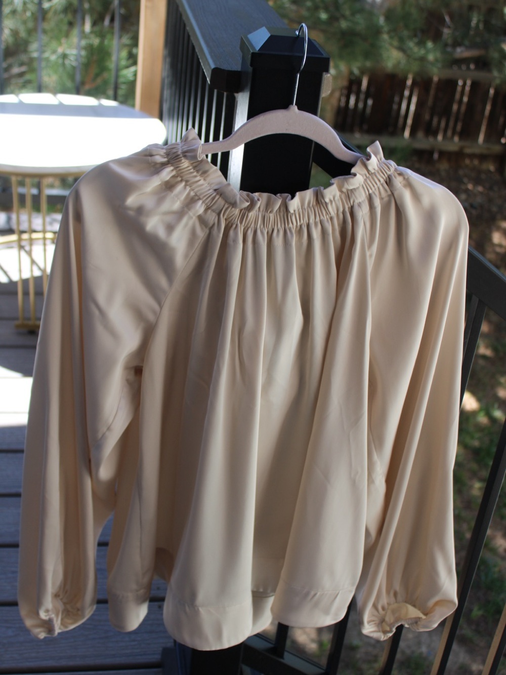 H&M Cream Off-Shoulder Peasant Blouse